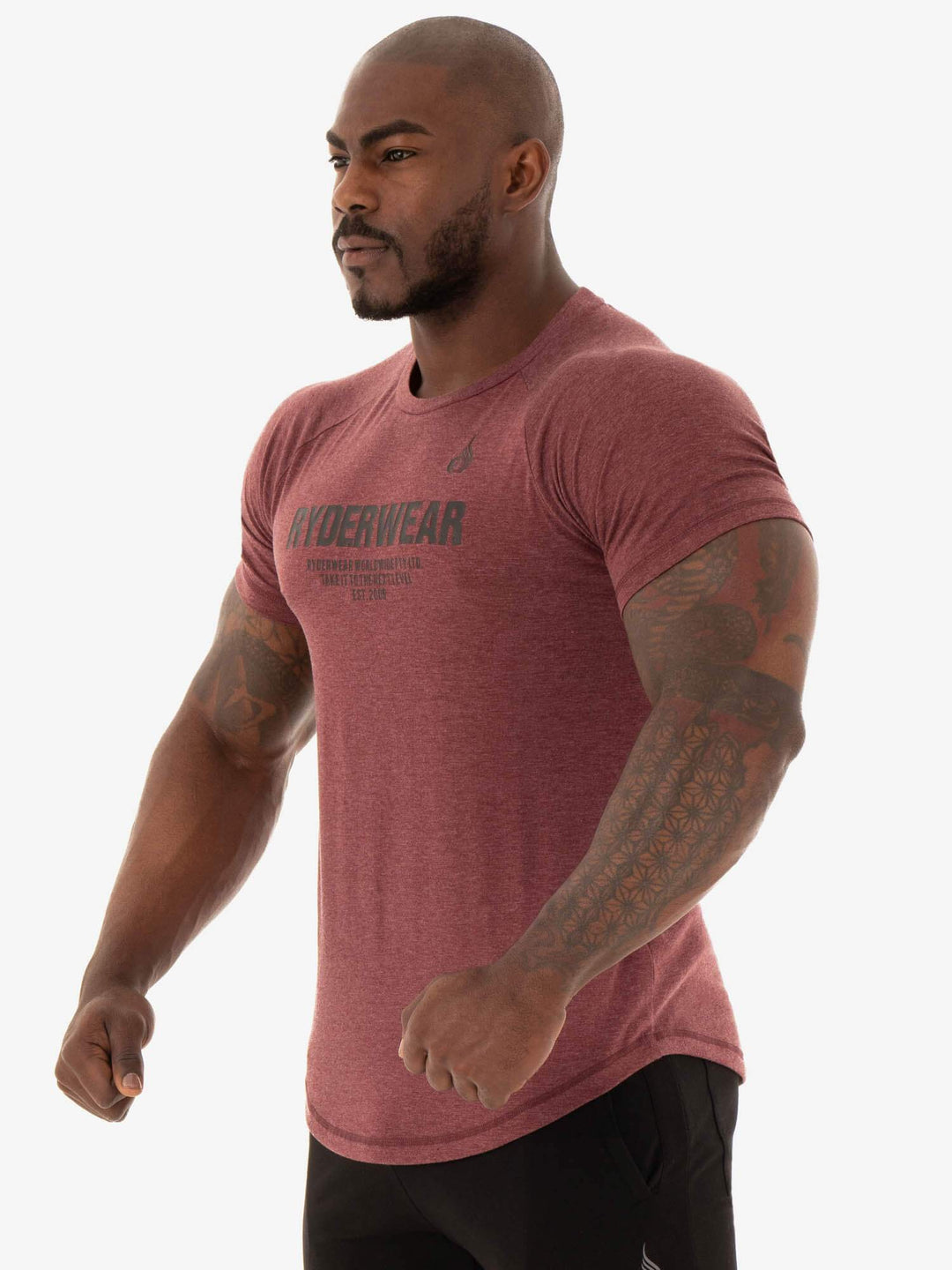 Focus T-Shirt - Burgundy Marl Clothing Ryderwear 