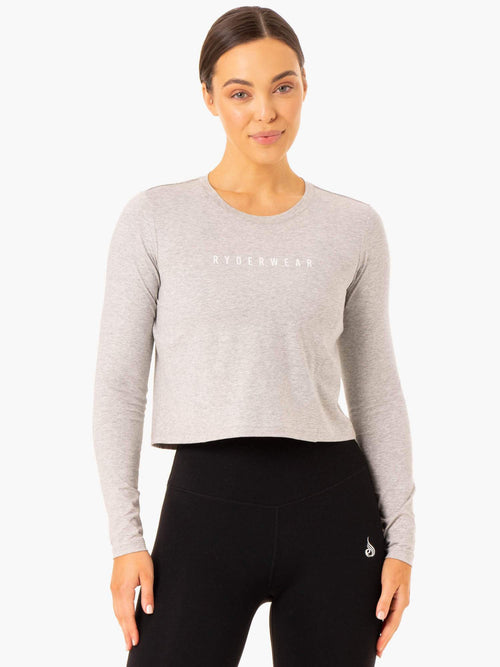 Foundation Long Sleeve Top Grey Marl