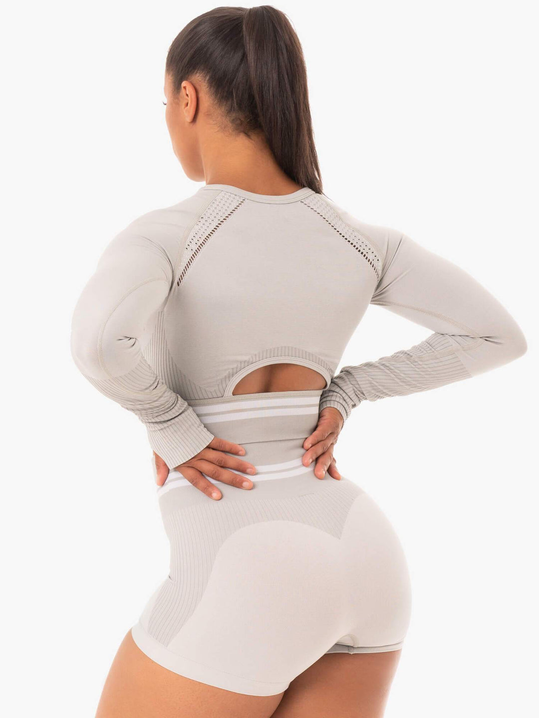 Freestyle Seamless Long Sleeve Crop - Grey Clothing Ryderwear 