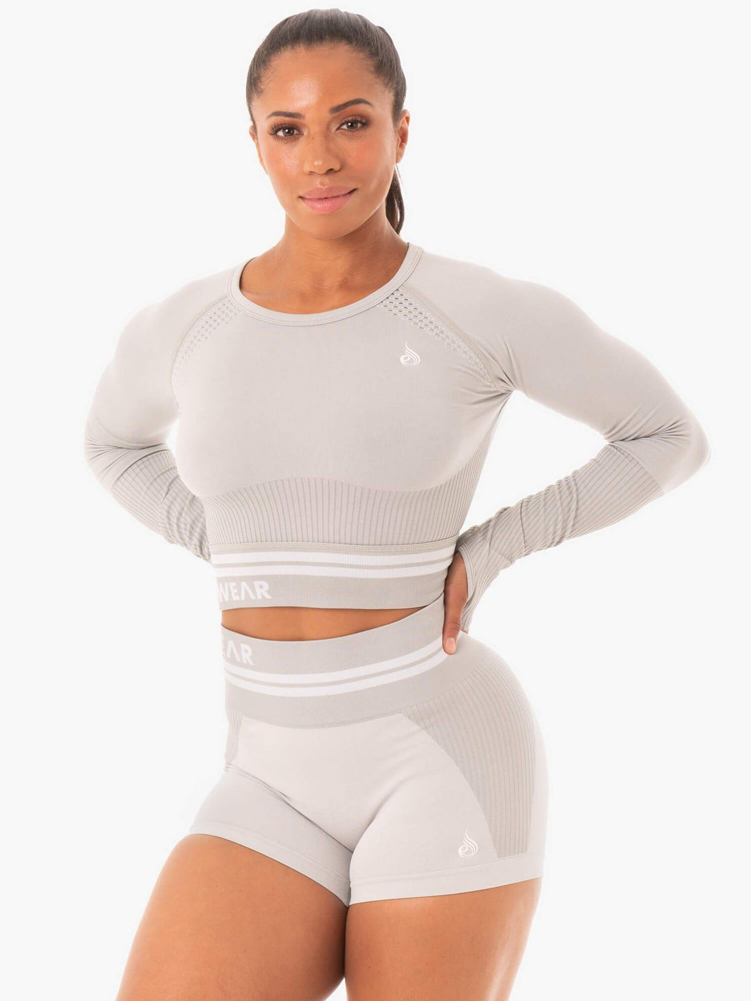 Freestyle Seamless Long Sleeve Crop - Grey Clothing Ryderwear 