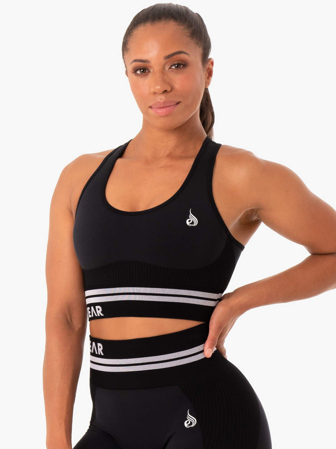 Freestyle Seamless Longline Sports Bra - Black Clothing Ryderwear 