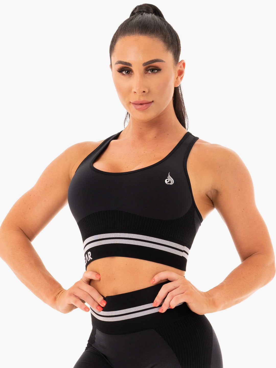 Freestyle Seamless Longline Sports Bra - Black Clothing Ryderwear 