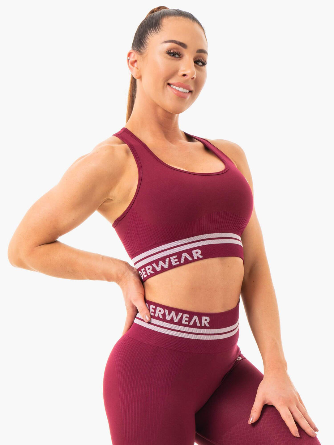 Freestyle Seamless Longline Sports Bra - Burgundy Clothing Ryderwear 