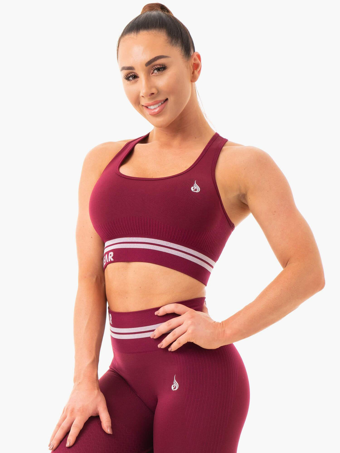 Freestyle Seamless Longline Sports Bra - Burgundy Clothing Ryderwear 