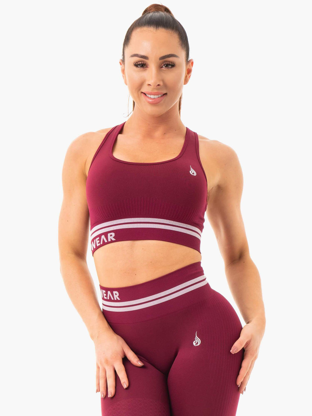 Freestyle Seamless Longline Sports Bra - Burgundy Clothing Ryderwear 