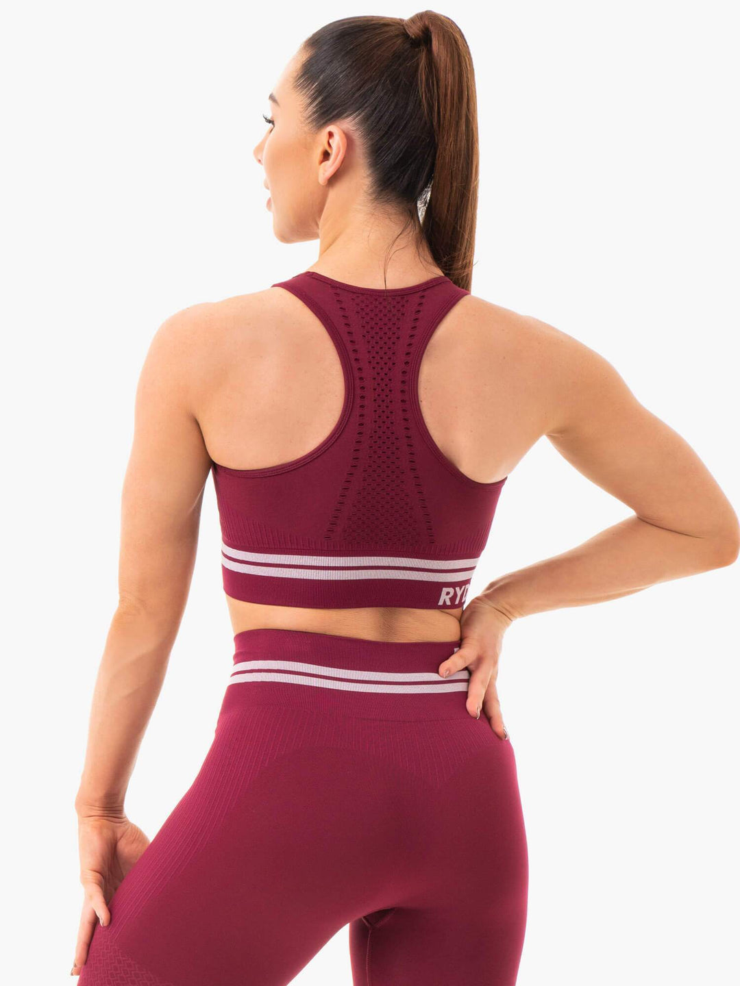 Freestyle Seamless Longline Sports Bra - Burgundy Clothing Ryderwear 