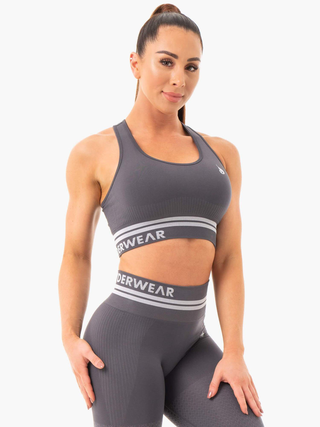 Freestyle Seamless Longline Sports Bra - Charcoal Clothing Ryderwear 