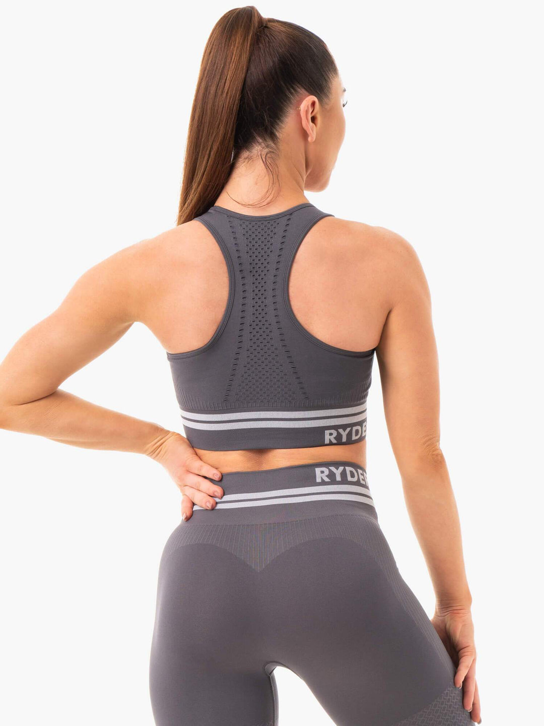 Freestyle Seamless Longline Sports Bra - Charcoal Clothing Ryderwear 