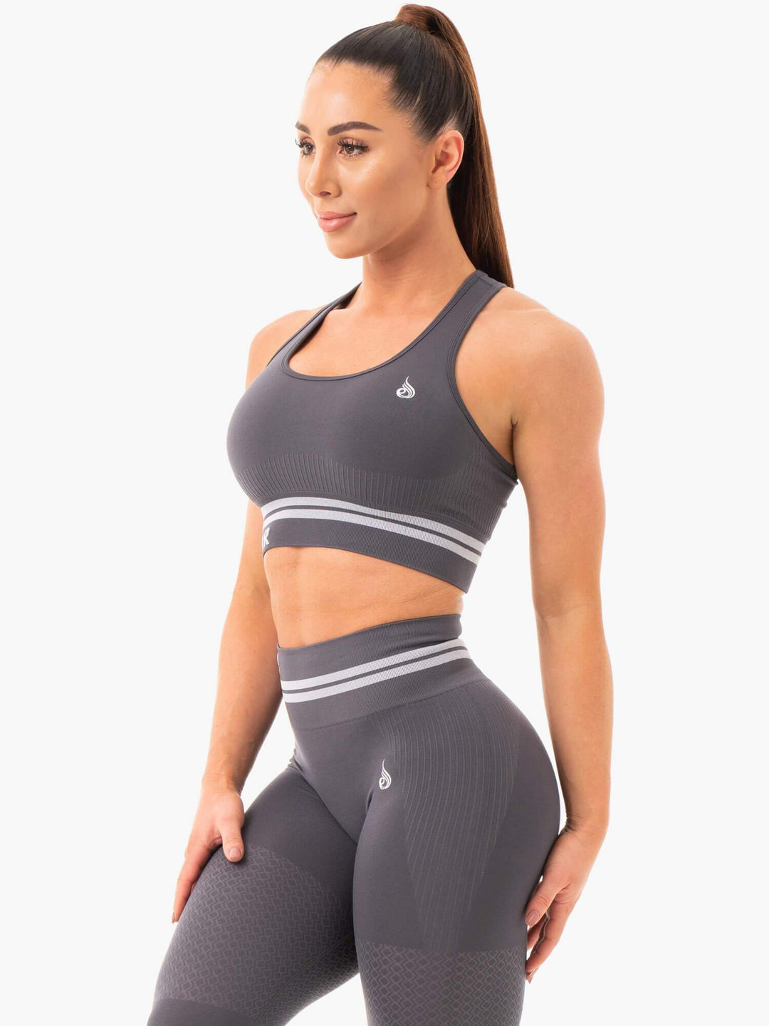 Freestyle Seamless Longline Sports Bra - Charcoal Clothing Ryderwear 