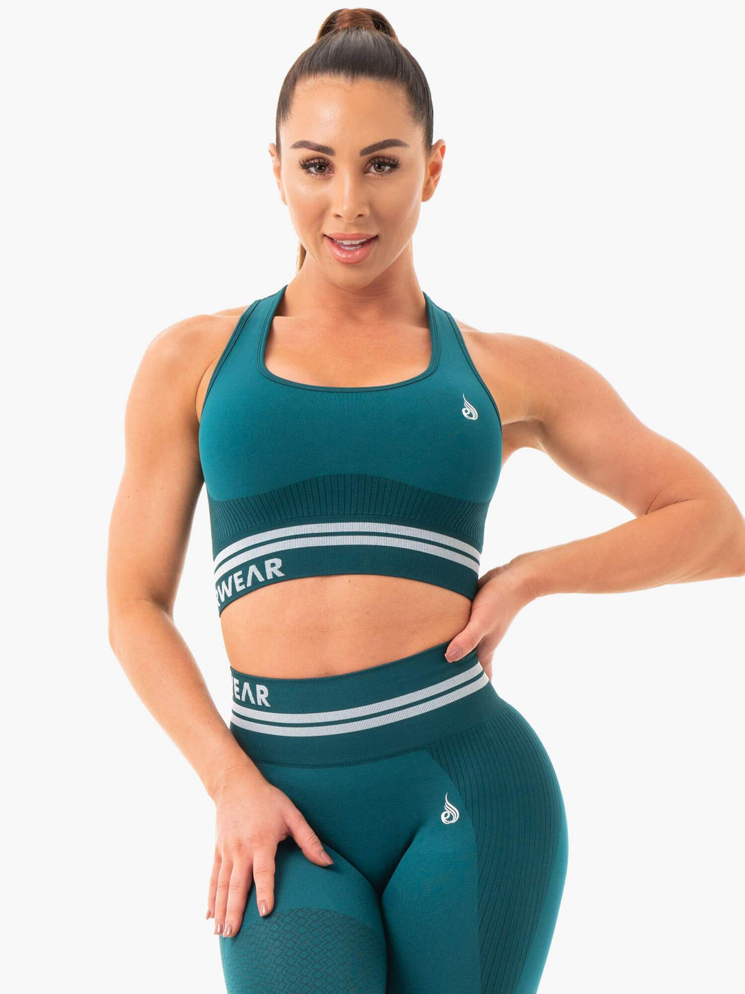 Freestyle Seamless Longline Sports Bra - Emerald Green Clothing Ryderwear 