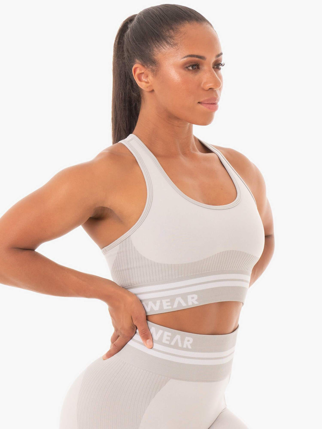 Freestyle Seamless Longline Sports Bra - Grey Clothing Ryderwear 