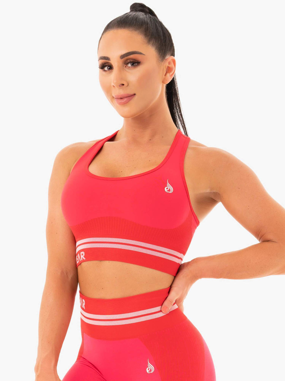 Freestyle Seamless Longline Sports Bra - Red Clothing Ryderwear 