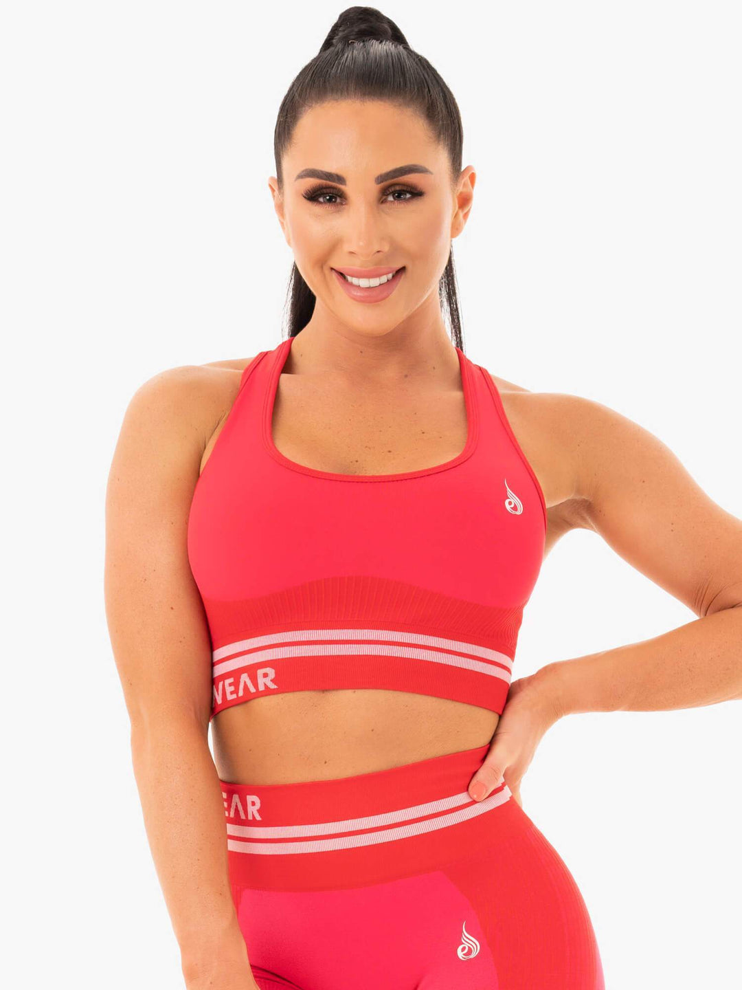 Freestyle Seamless Longline Sports Bra - Red Clothing Ryderwear 