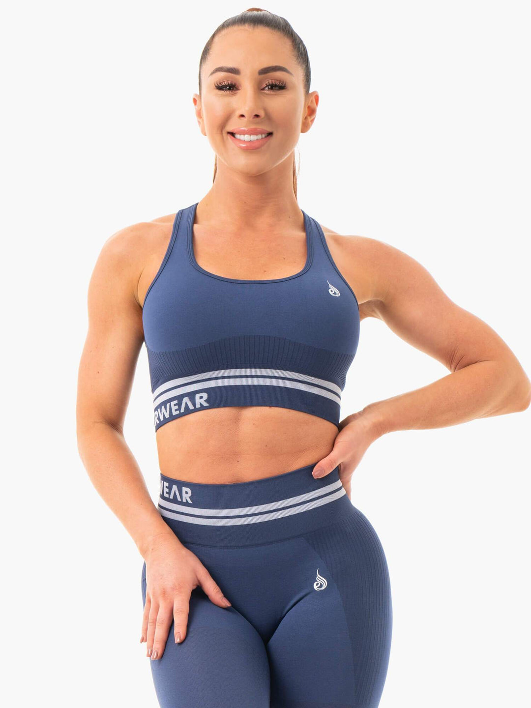 Freestyle Seamless Longline Sports Bra - Steel Blue Clothing Ryderwear 