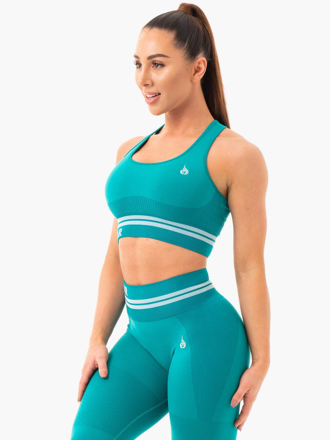 Freestyle Seamless Longline Sports Bra - Teal Clothing Ryderwear 