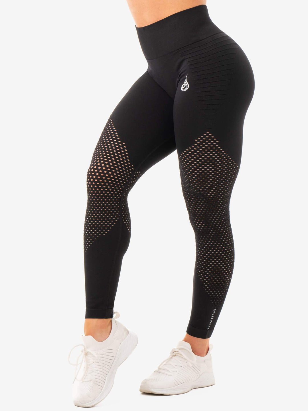 Geo Seamless High Waisted Leggings - Black Clothing Ryderwear 