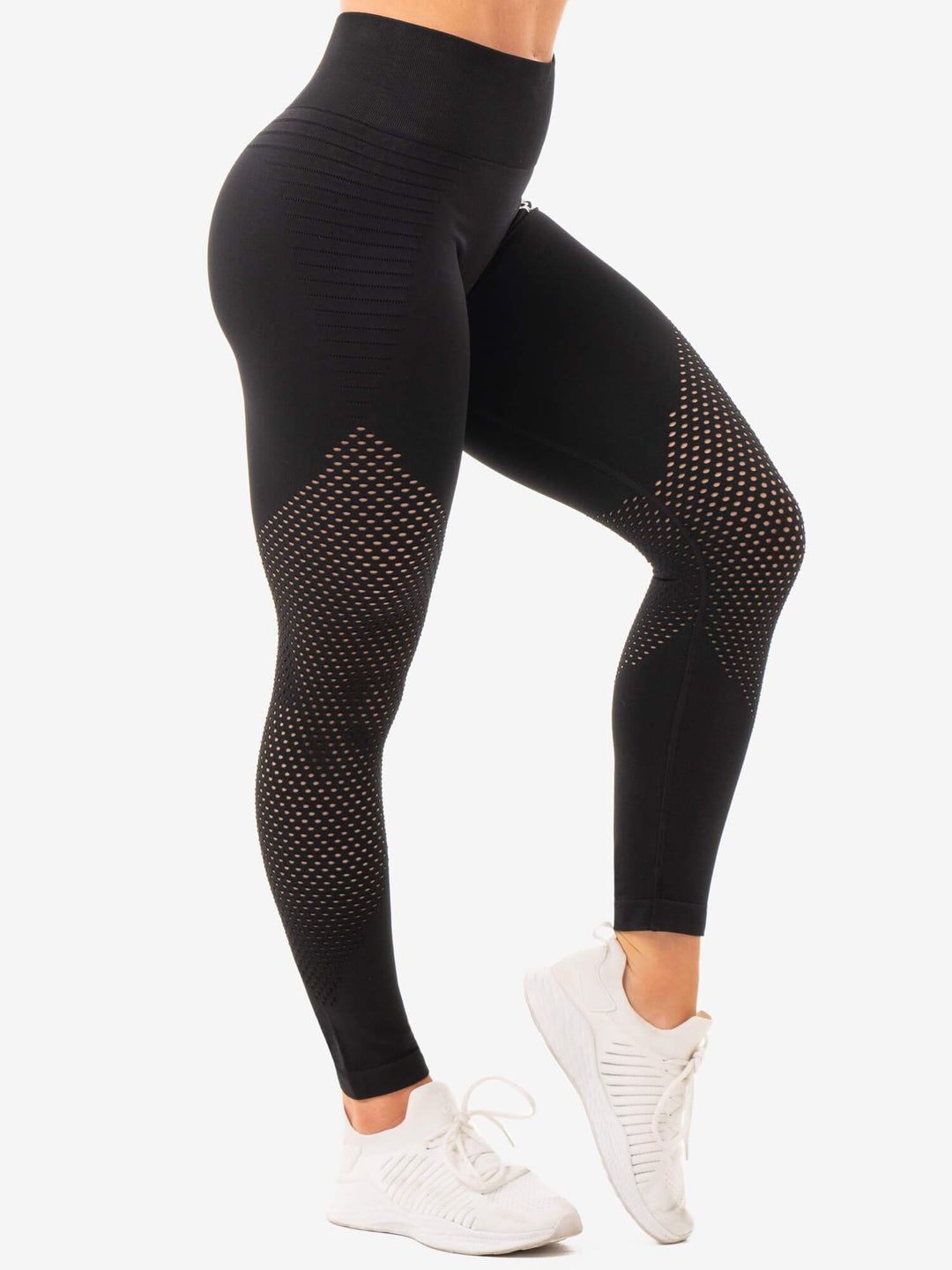 Geo Seamless High Waisted Leggings - Black Clothing Ryderwear 