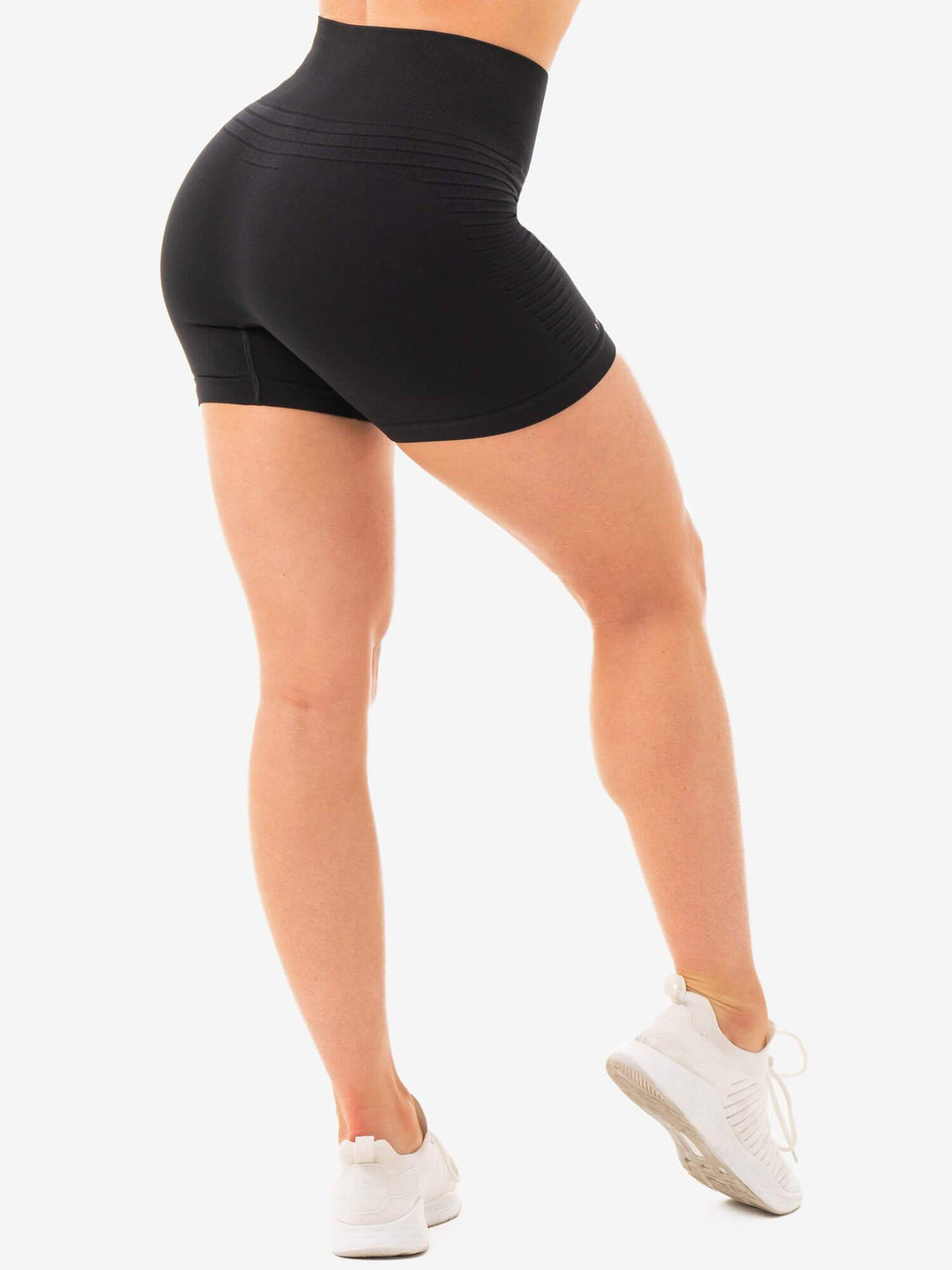 Geo Seamless High Waisted Shorts - Black Clothing Ryderwear 