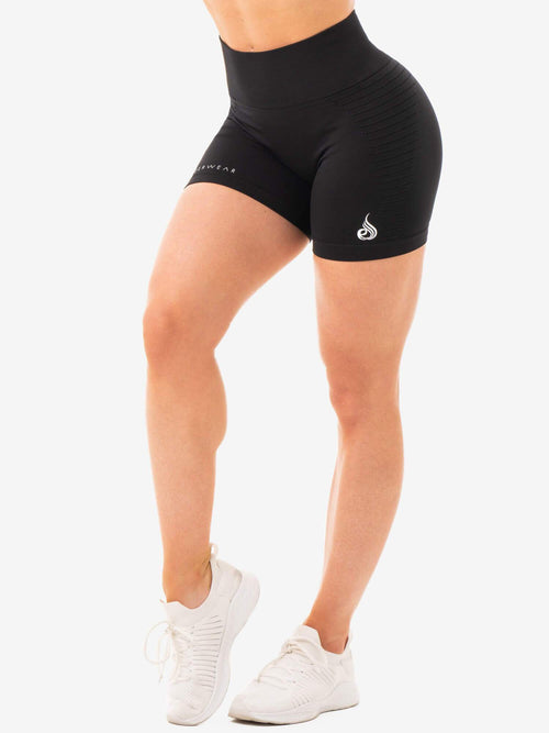 Geo Seamless High Waisted Shorts Black