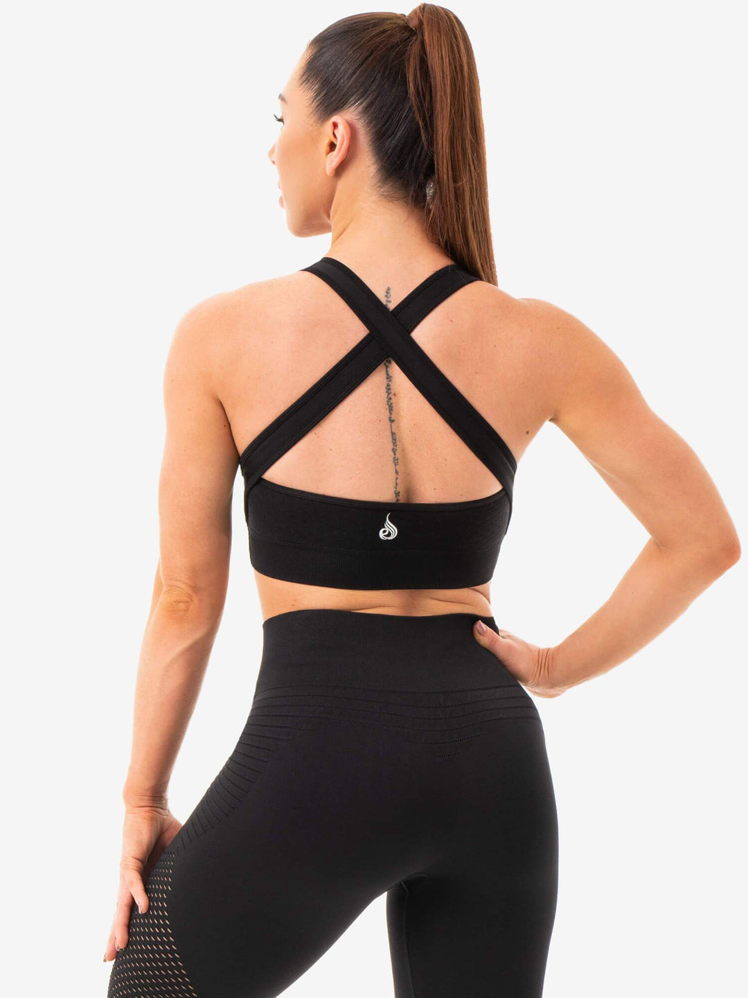 Geo Seamless Sports Bra - Black Clothing Ryderwear 