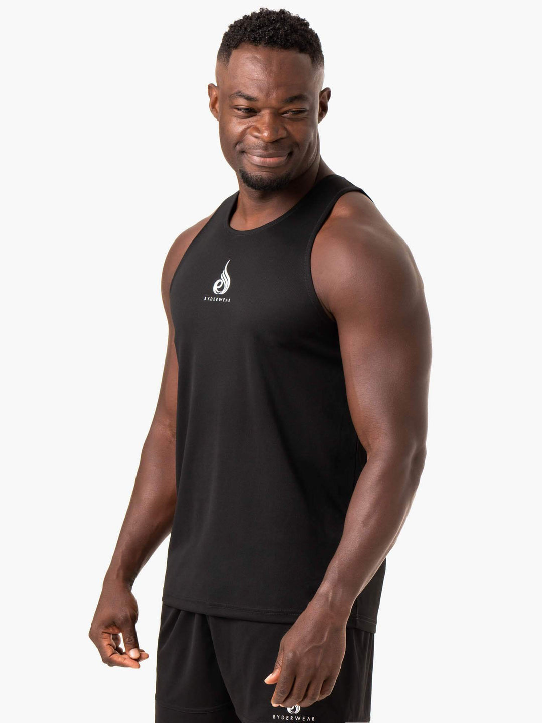 Heighten Mesh Regular Tank - Black Clothing Ryderwear 