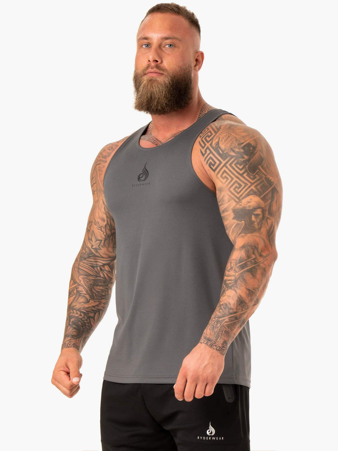 Heighten Mesh Regular Tank - Charcoal Clothing Ryderwear 