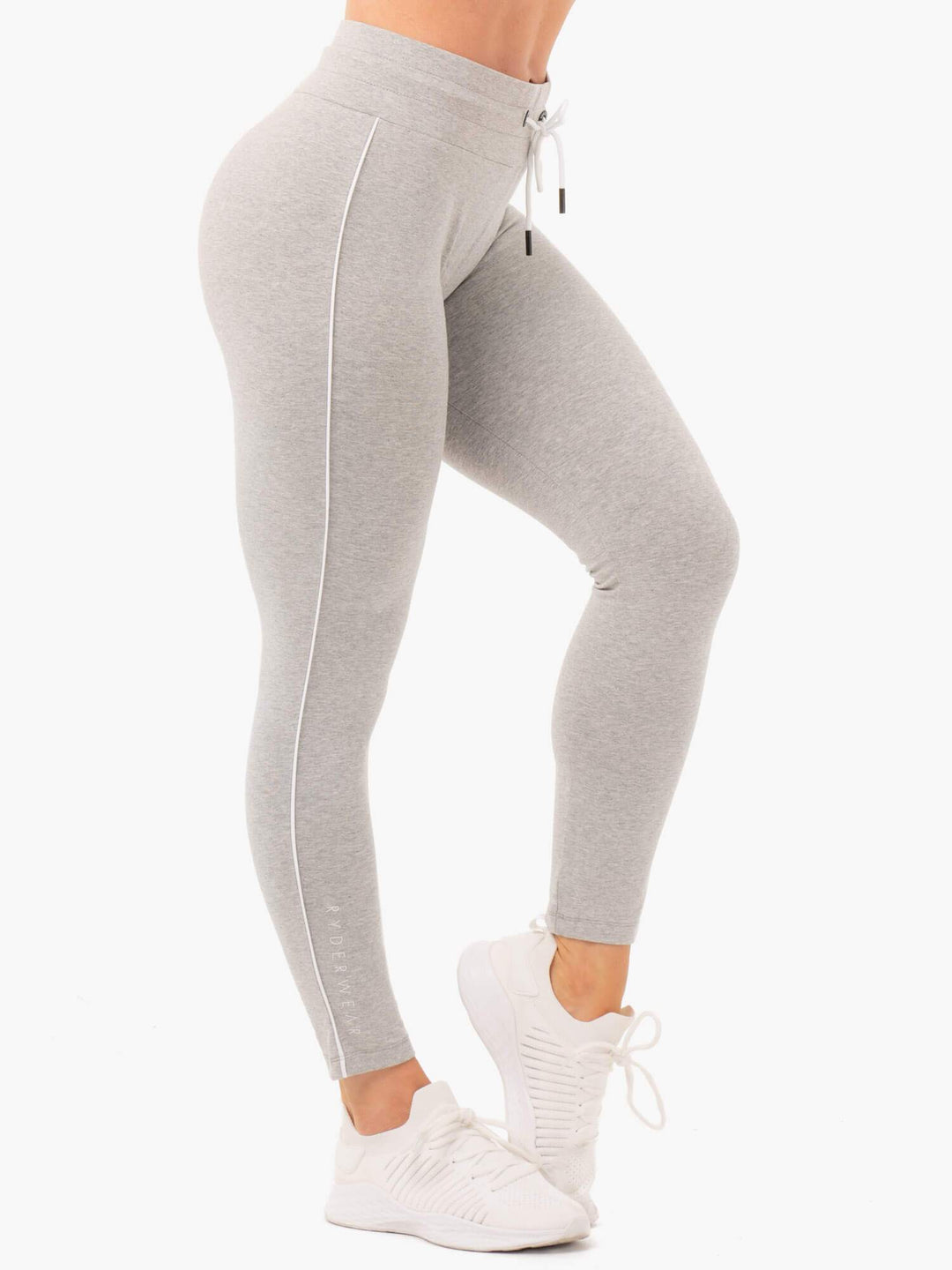 High Waisted Track Leggings - Grey Marl Clothing Ryderwear 