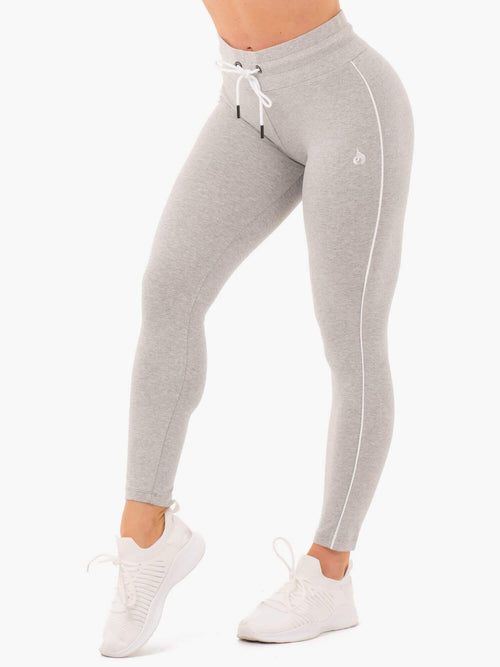 High Waisted Track Leggings Grey Marl