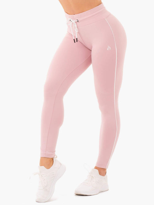 High Waisted Track Leggings Pink