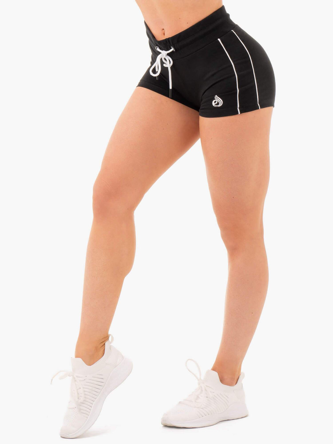 High Waisted Track Shorts - Black Clothing Ryderwear 