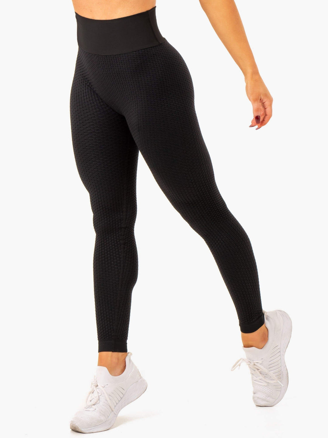 Honeycomb Scrunch Seamless Leggings - Black Clothing Ryderwear 