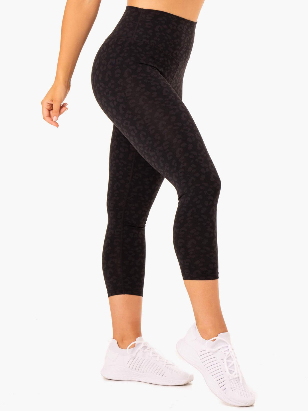 Hybrid 7/8 Leggings - Black Leopard Clothing Ryderwear 