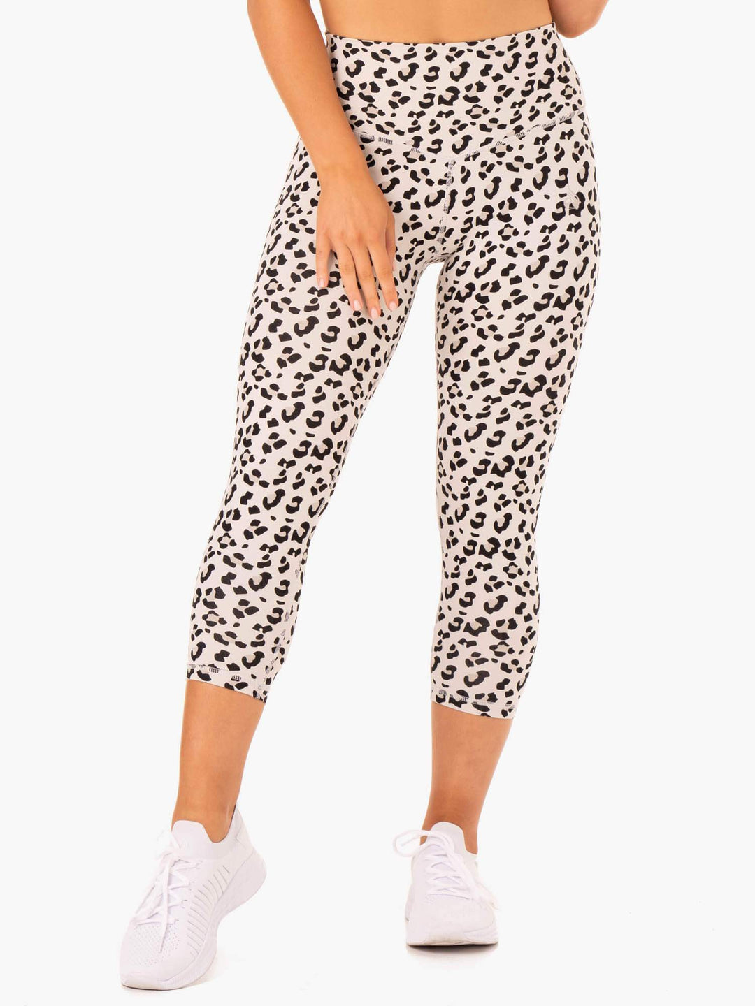 Hybrid 7/8 Leggings - Ivory Leopard Clothing Ryderwear 