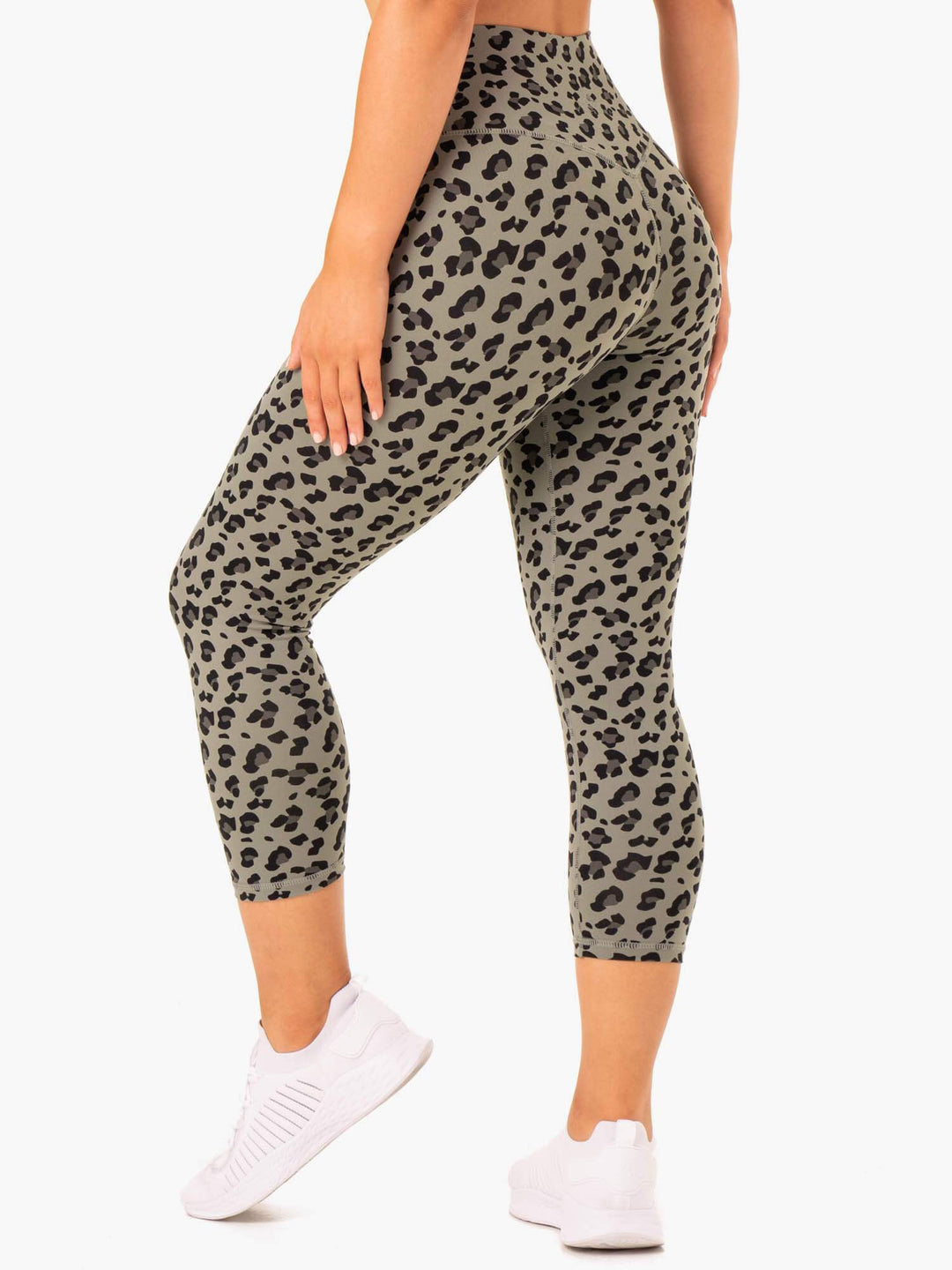 Hybrid 7/8 Leggings - Khaki Leopard Clothing Ryderwear 