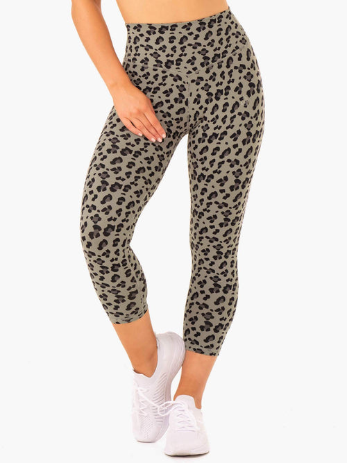 Hybrid 7/8 Leggings Khaki Leopard