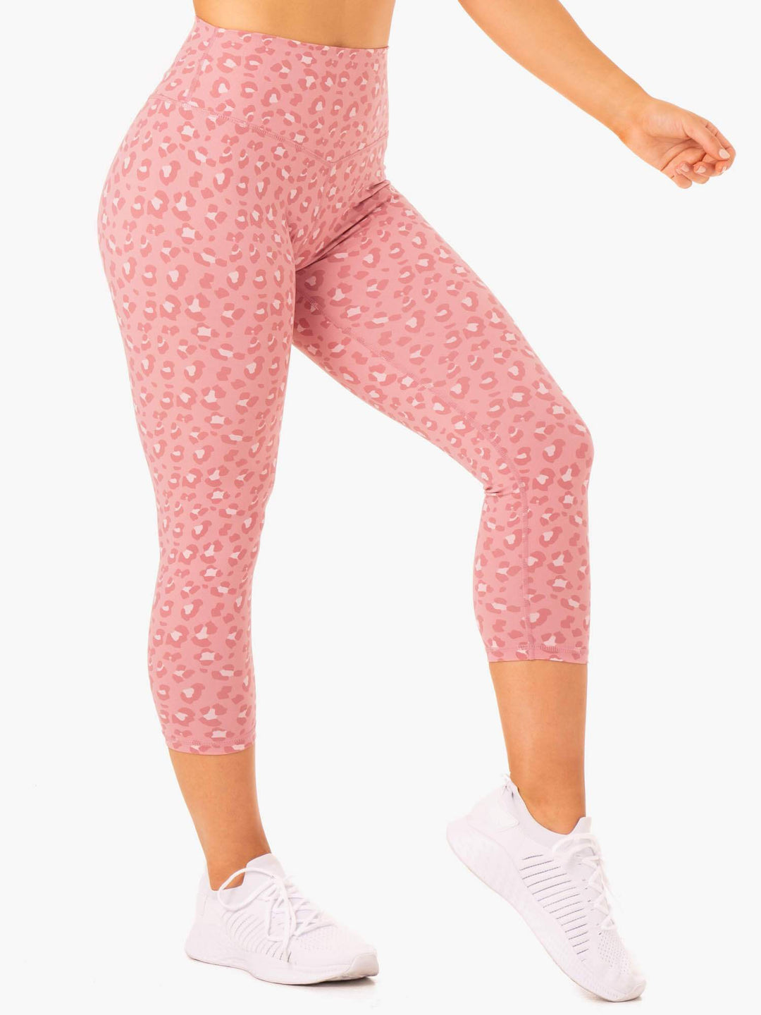 Hybrid 7/8 Leggings - Pink Leopard Clothing Ryderwear 