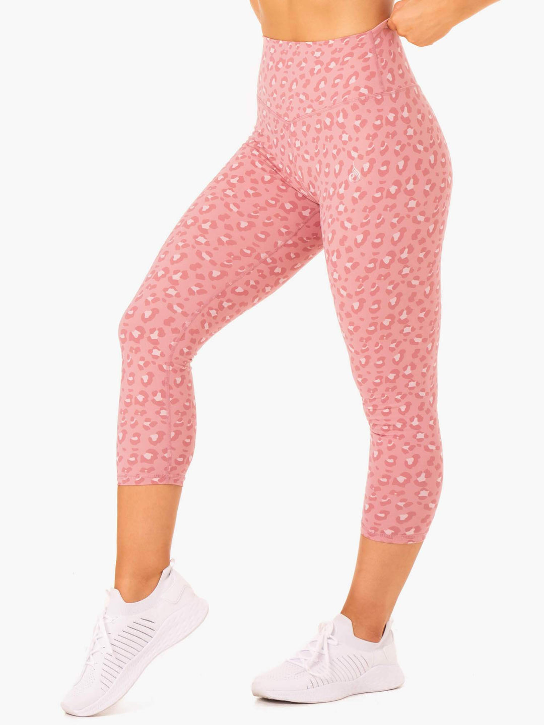 Hybrid 7/8 Leggings - Pink Leopard Clothing Ryderwear 