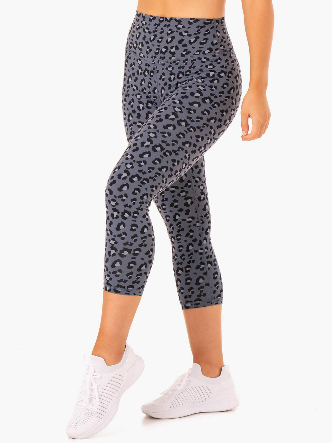 Hybrid 7/8 Leggings - Steel Blue Leopard Clothing Ryderwear 