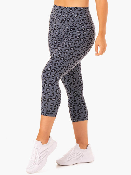 Hybrid 7/8 Leggings Steel Blue Leopard