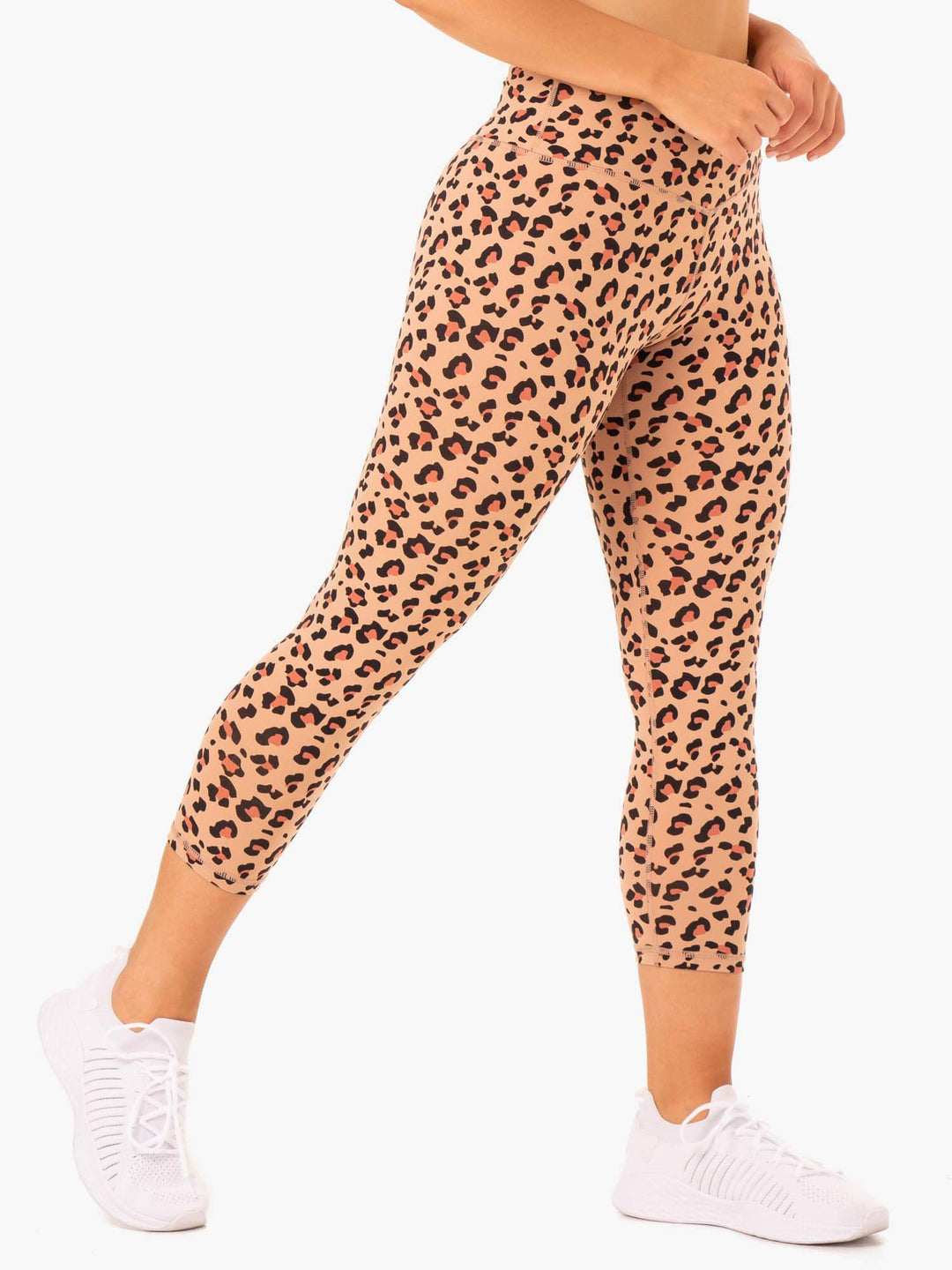 Hybrid 7/8 Leggings - Tan Leopard Clothing Ryderwear 