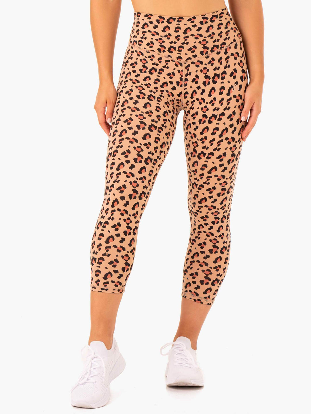 Hybrid 7/8 Leggings - Tan Leopard Clothing Ryderwear 