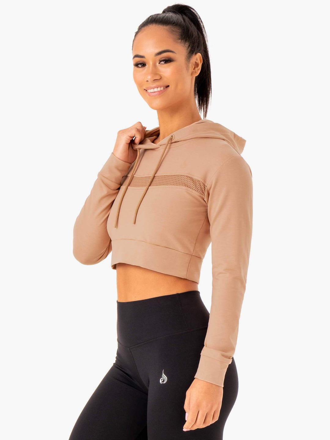 Hybrid Fitted Hoodie - Tan Clothing Ryderwear 