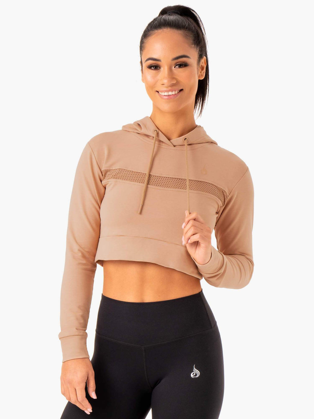 Hybrid Fitted Hoodie - Tan Clothing Ryderwear 