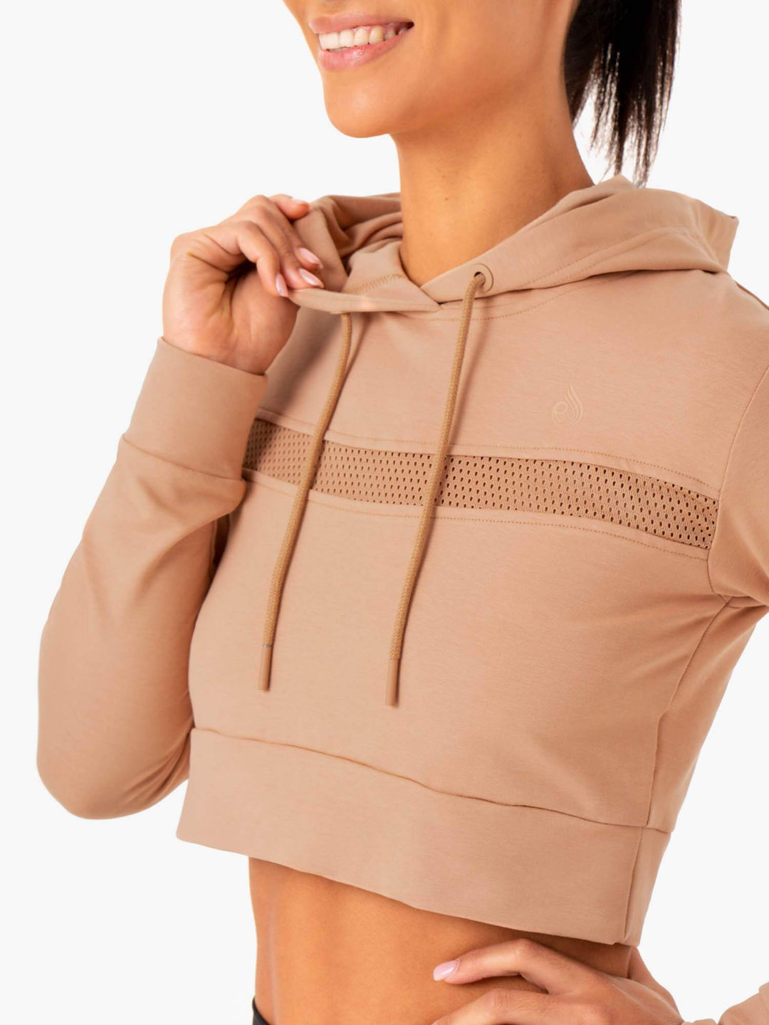 Hybrid Fitted Hoodie - Tan Clothing Ryderwear 