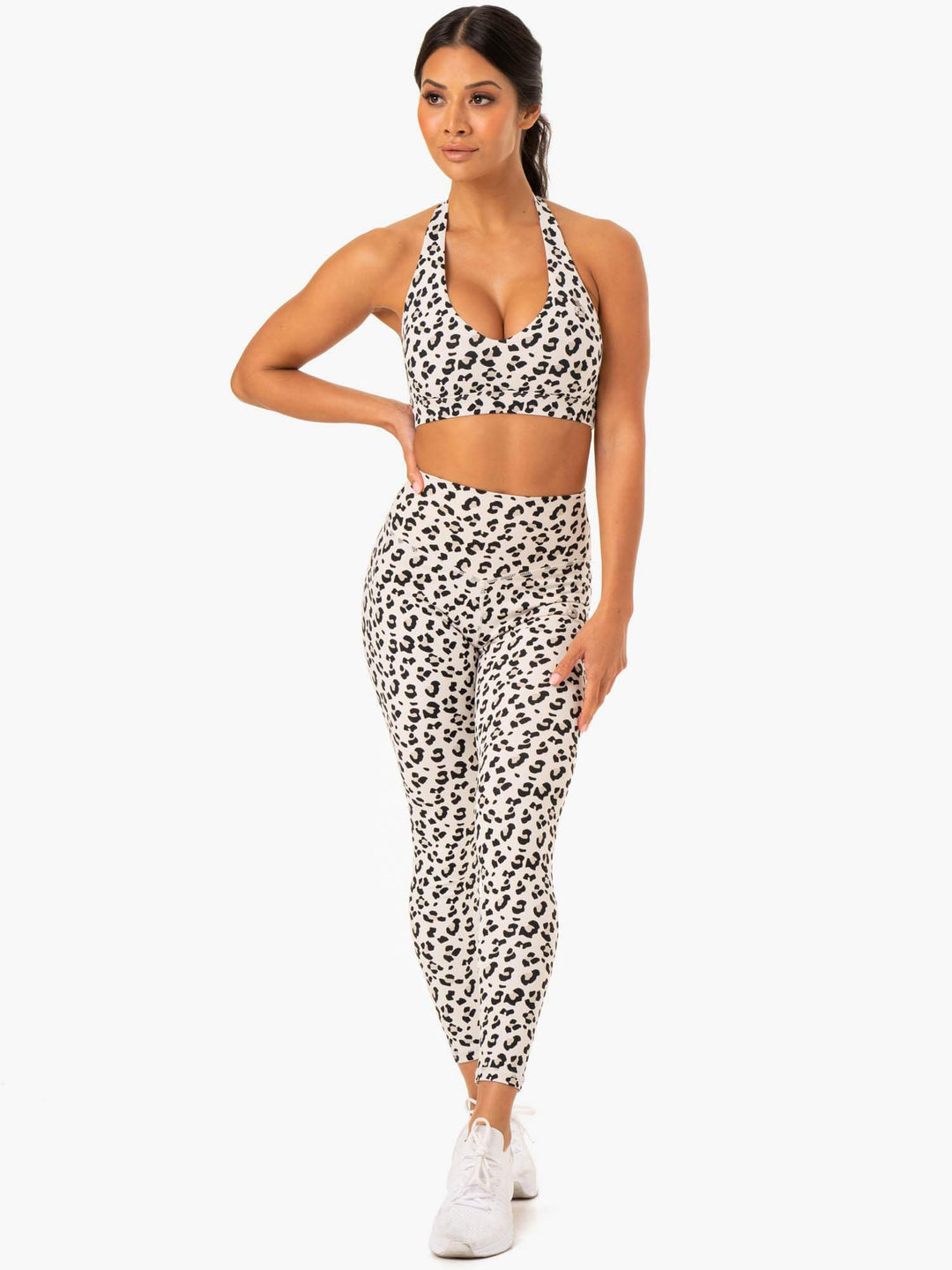 Hybrid Full Length Leggings - Ivory Leopard Clothing Ryderwear 