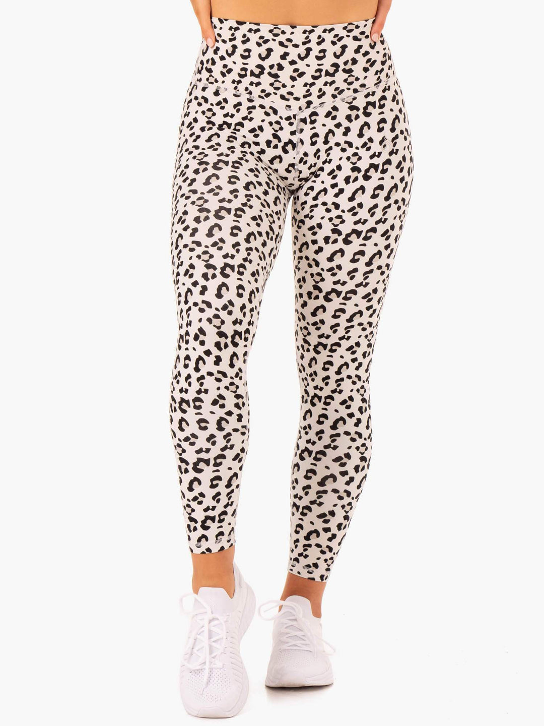 Hybrid Full Length Leggings - Ivory Leopard Clothing Ryderwear 