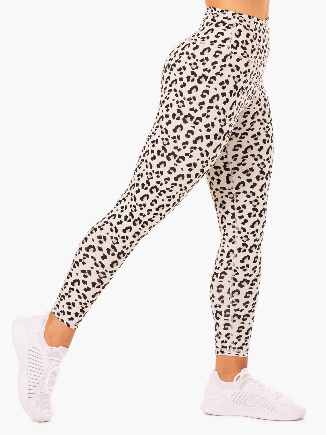 Hybrid Full Length Leggings - Ivory Leopard Clothing Ryderwear 