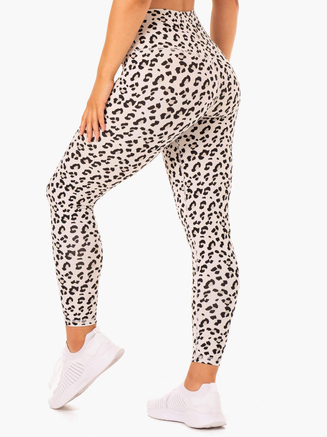 Hybrid Full Length Leggings - Ivory Leopard Clothing Ryderwear 