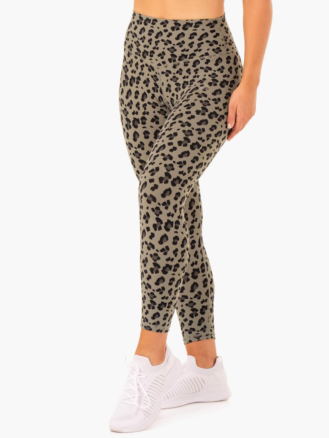 Hybrid Full Length Leggings - Khaki Leopard Clothing Ryderwear 