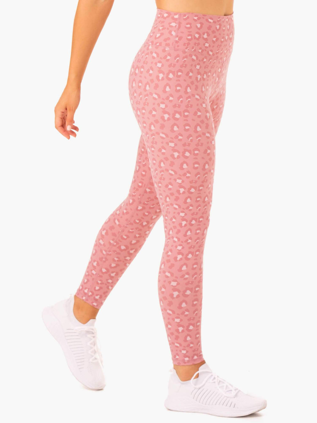 Hybrid Full Length Leggings - Pink Leopard Clothing Ryderwear 